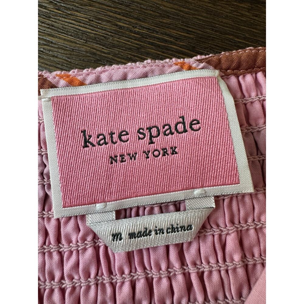 Kate Spade Maxi Dress Calais Stripe Smocked Pink Red $348 Womens M - Picture 6 of 14